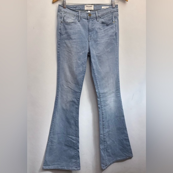 NWOT$248 FRAME Made In USA Le High Flare Jeans Women 28x34” Light Denim Flared - Picture 6 of 16
